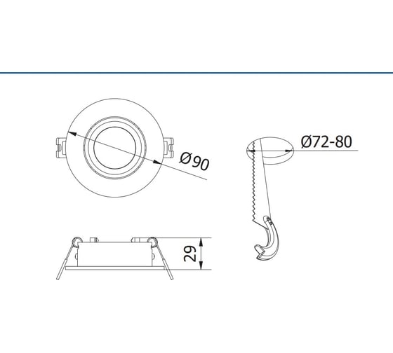 Корпус для точечного светильника GTV kerla, ip20, круглый, ø85x36mm, черный (пластик) OP-KERLKW-00