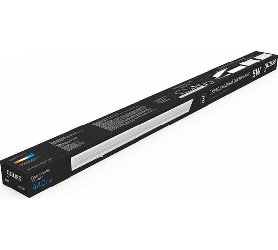 Линейный светильник Gauss LED матовый 5W 6500K 311х25х36, 440лм 130511305