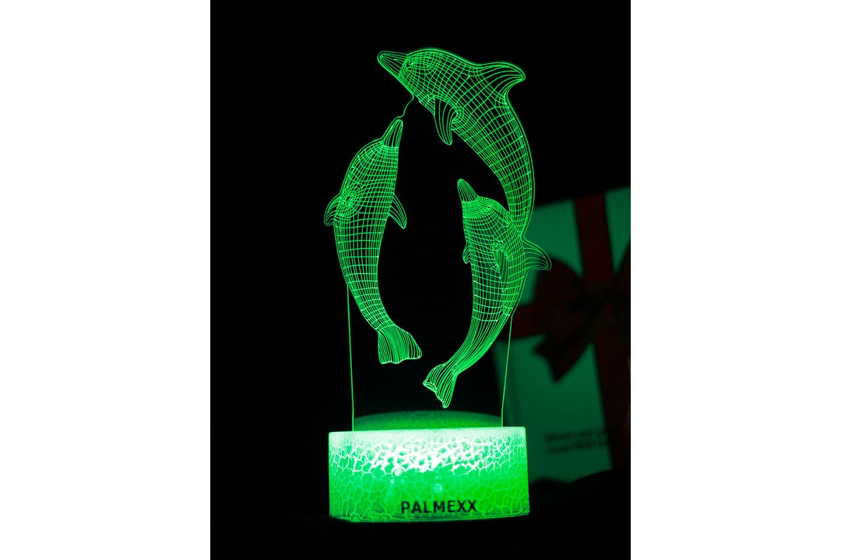 Светодиодный ночник PALMEXX 3d светильник led rgb 7 цветов (дельфины)  PX/LAMP-046 - выгодная цена, отзывы, характеристики, фото - купить в Москве  и РФ