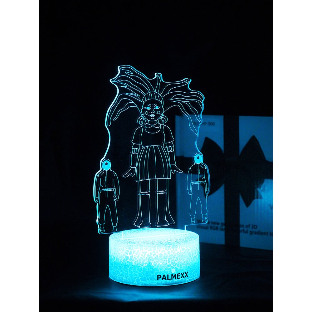 Светодиодный ночник PALMEXX 3d светильник led rgb 7 цветов (игра в кальмара)  PX/LAMP-048 - выгодная цена, отзывы, характеристики, фото - купить в Москве  и РФ