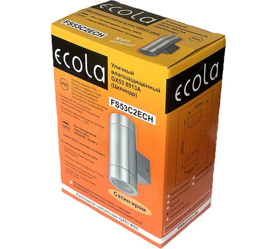 Накладной светильник Ecola 80013a Gx53, led, ip65, прозрачный, цилиндр, металл, 2 x gx53, cатин-хром, 205x140x90 FS53C2ECH
