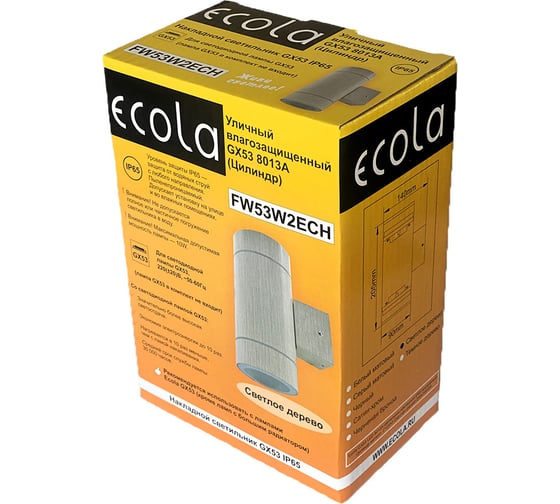 Накладной светильник Ecola 80013a Gx53, led, ip65, прозрачный, цилиндр, металл, 2 x gx53, светлое дерево, 205x140x90 FW53W2ECH