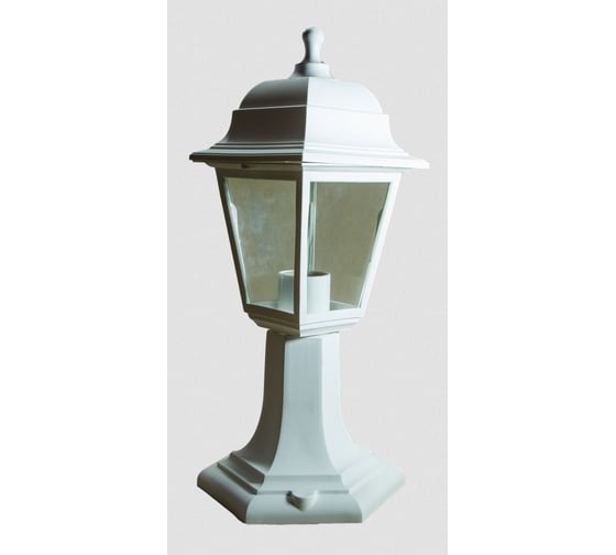 Садово-парковый четырехгранный светильник на стойке Lightstandart Nobile 60 04 01 60вт, Е27, белый, IP44, рассеиватель - прозрачный пластик, корпус - полипропилен, габариты 400*180 мм (НТУ 04-60-001 "Оскар") IT8577 1