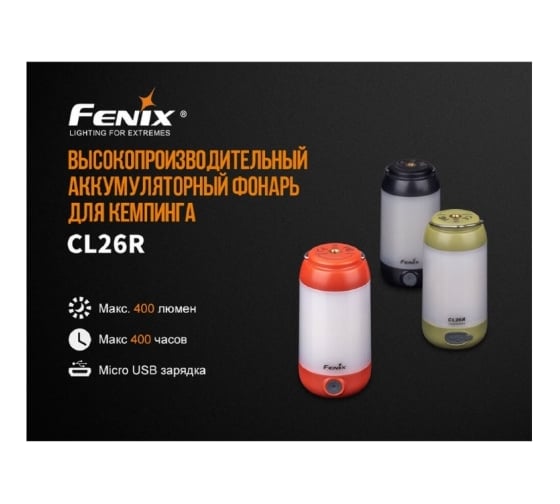 Фонарь Fenix CL26R зеленый 3543