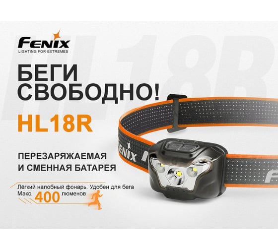 Фонарь Fenix HL18R черный 832555