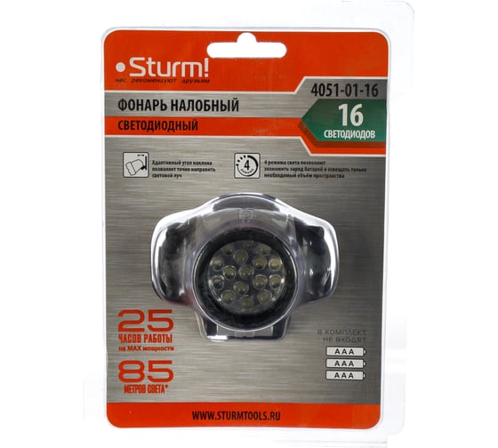 Налобный фонарь Sturm 4051-01-16 16LED
