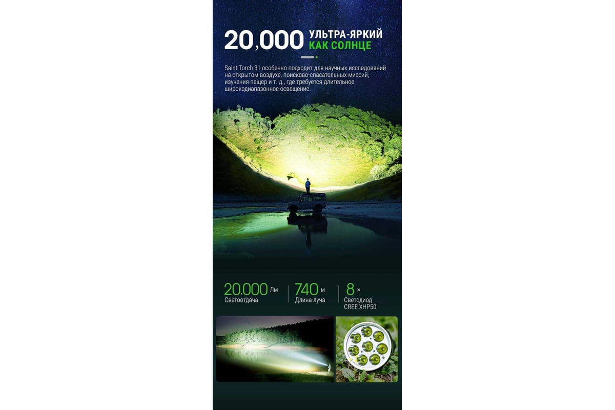 Фонарь Nextorch 20000 люмен SAINT TORCH 31 - выгодная цена, отзывы ...