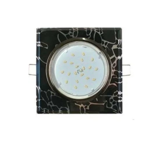 Светильник Ecola Gx53 h4 5311 glass стекло квадрат скошенный край черный хром - хром на черном 38x120x120 к+ FB53SNECH 1
