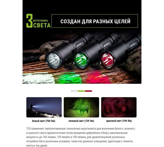 Тактический фонарь Nextorch 760 люмен T53 HUNTING SET