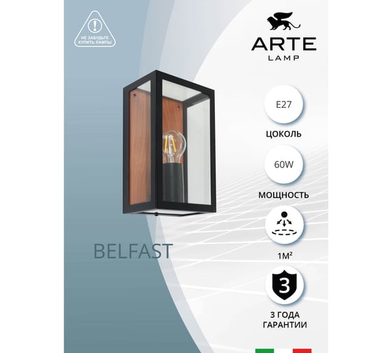 Уличный настенный светильник ARTE LAMP A4569AL-1BR