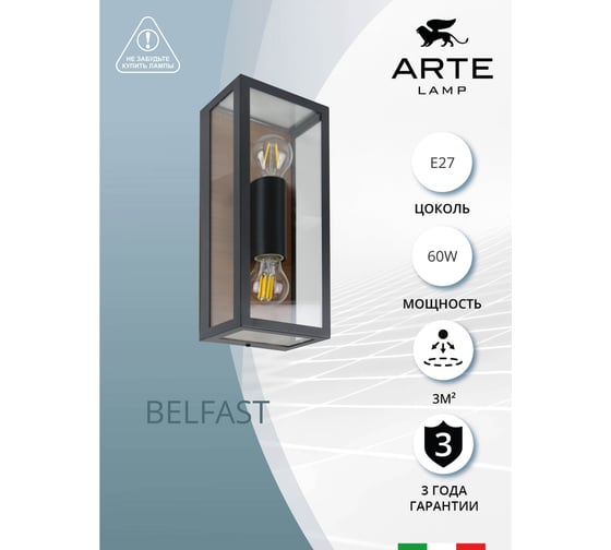 Уличный настенный светильник ARTE LAMP A4569AL-2BR