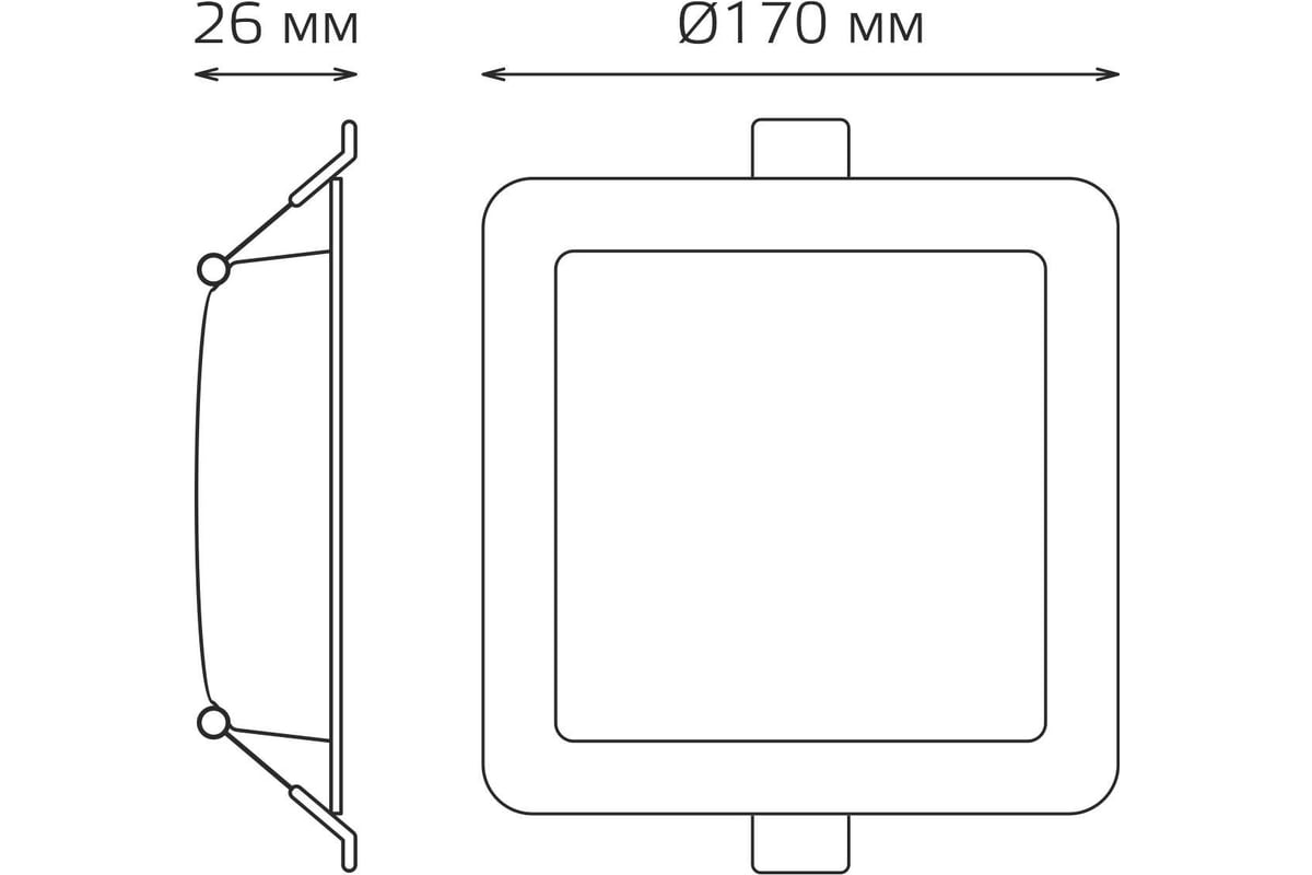 Светильник Gauss elementary downlight квадрат 20w 1700lm 4000k 170-260v  ip20 170×26 монтаж белый led 998420218 - выгодная цена, отзывы,  характеристики, фото - купить в Москве и РФ