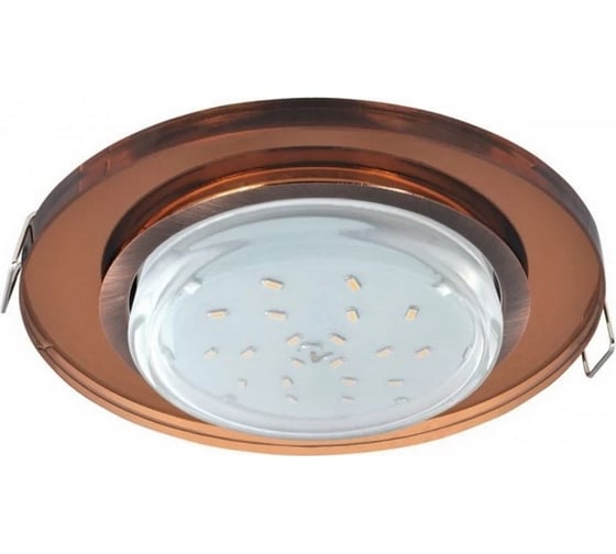 Светильник Ecola Gx53 h4 5310 glass стекло круг черненая медь - янтарь 38x126 (к+) FA53RNECH