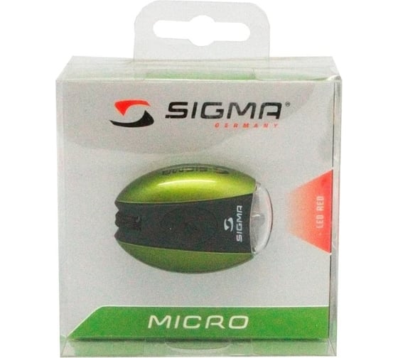 Фонарь задний SIGMA MICRO, 17233 зеленый, 1светод, 2 режима, батарейки в комплекте H000005044