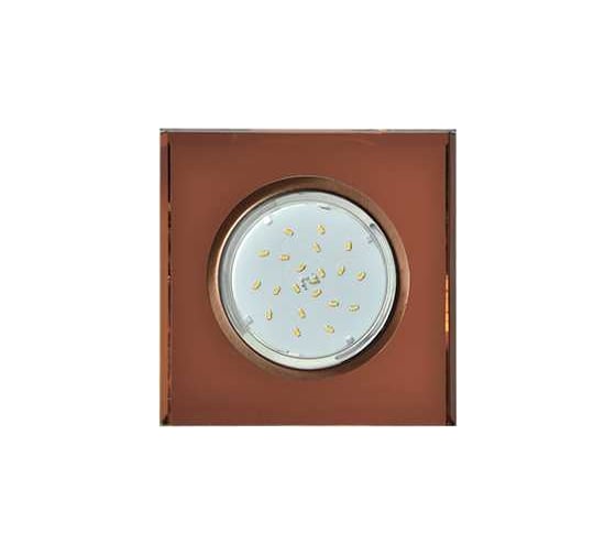 Светильник Ecola Gx53 h4 5311 glass стекло квадрат скошенный край черненая медь - янтарь 38x120x120 (к+) FA53SNECH