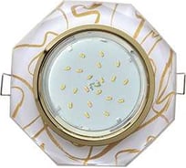 Светильник Ecola Gx53 h4 5312 glass стекло 8-угольник с прямыми гранями золото - золото на белом 38x133 (к+) FG538AECH
