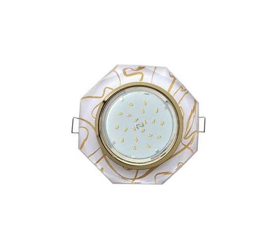 Светильник Ecola Gx53 h4 5312 glass стекло 8-угольник с прямыми гранями золото - золото на белом 38x133 (к+) FG538AECH 1
