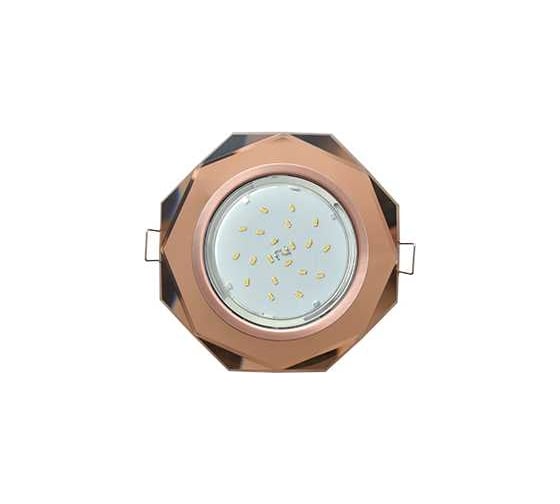 Светильник Ecola Gx53 h4 5312 glass стекло 8-угольник с прямыми гранями черненая медь - янтарь 38x133 (к+) FA538AECH