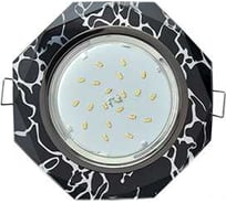 Светильник Ecola Gx53 h4 5312 glass стекло 8-угольник с прямыми гранями черный хром - хром на черном 38x133 (к+) FB538AECH