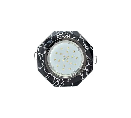 Светильник Ecola Gx53 h4 5312 glass стекло 8-угольник с прямыми гранями черный хром - хром на черном 38x133 (к+) FB538AECH 1