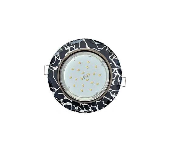 Светильник Ecola Gx53 h4 5313 glass стекло круг с вогнутыми гранями черный хром - хром на черном 38x126 (к+) FB53RCECH 1