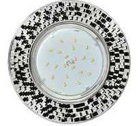 Светильник Ecola Gx53 h4 5319 glass круг с прозр.-черной мозаикой/фон зерк./центр.часть хром 40x123 (к+) FU53RMECB