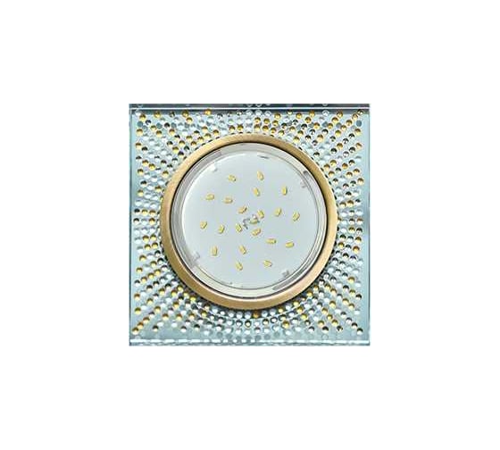 Светильник Ecola Gx53 h4 5320 glass квадрат с прозр.-янтарной мозаикой/фон зерк../центр.часть черненая бронза 40x123x123 (к+) FQ53SGECB