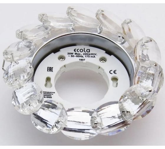 Светильник Ecola Gx53 h4 5342 glass круглый с большими хрусталиками прозр. /хром 56x125 (к+) FW53RVECB