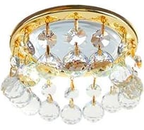Светильник Ecola Gx53 h4 5346 glass круглый с большими хрусталиками на прямом подвесе прозрачный /золото 90x110 (к+) FL53RVECB