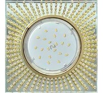 Светильник Ecola Gx53 h4 5352 glass квадрат с прозр.стразами (оправа золото)/фон зерк./центр.часть золото 40x123x123 (к+) FG53SGECB