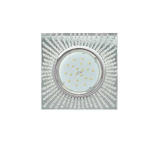 Светильник Ecola Gx53 h4 5352 glass квадрат с прозр.стразами (оправа хром)/фон зерк./центр.часть хром 40x123x123 (к+) FW53SGECB