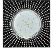 Светильник Ecola Gx53 h4 5352 glass квадрат с прозр.стразами (оправа хром)/фон черный./центр.часть хром 40x123x123 (к+) FR53SGECB