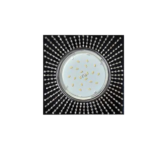Светильник Ecola Gx53 h4 5352 glass квадрат с прозр.стразами (оправа хром)/фон черный./центр.часть хром 40x123x123 (к+) FR53SGECB