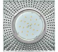Светильник Ecola Gx53 h4 5352 glass квадрат с черными стразами (оправа хром)/фон зерк./центр.часть хром 40x123x123 (к+) FB53SGECB
