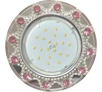 Светильник Ecola Gx53 h4 5360 glass круг с прозр.и розов. стразами корона (оправа хром)/фон зерк../центр.часть хром 52x123 (к+) FF53RNECB