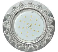 Светильник Ecola Gx53 h4 5360 glass круг с прозрачными стразами корона (оправа хром)/фон зерк../центр.часть хром 52x120 (к+) FW53RNECB