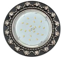 Светильник Ecola Gx53 h4 5360 glass круг с прозрачными стразами корона (оправа хром)/фон черн./центр.часть хром 52x120 (к+) FB53RNECB