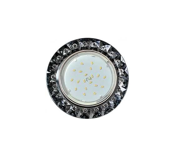 Светильник Ecola Gx53 h4 5361 glass круг с крупными стразами конус/фон черн./центр.часть хром 52x120 (к+) FQ53RGECB