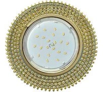 Светильник Ecola Gx53 h4 5362 glass круг с прозр.стразами (оправа золото)/фон зерк./центр.часть золото 40x120 (к+) FG53RGECB