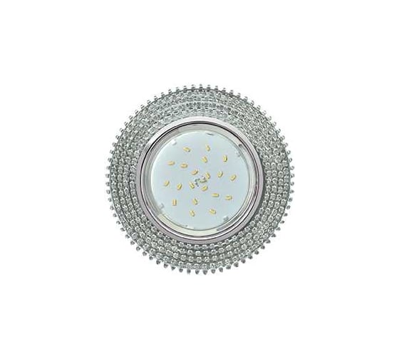 Светильник Ecola Gx53 h4 5362 glass круг с прозр.стразами (оправа хром)/фон зерк./центр.часть хром 40x120 (к+) FW53RGECB
