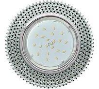 Светильник Ecola Gx53 h4 5362 glass круг с черными стразами (оправа хром)/фон зерк./центр.часть хром 40x120 (к+) FB53RGECB