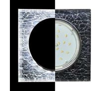 Светильник Ecola Gx53 h4 ld5311 glass стекло квадрат скошенный край с подсветкой хром - колотый лед на черном 38x120x120 (к+) SE53SNECH
