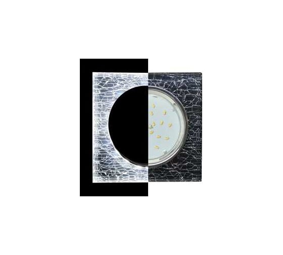Светильник Ecola Gx53 h4 ld5311 glass стекло квадрат скошенный край с подсветкой хром - колотый лед на черном 38x120x120 (к+) SE53SNECH