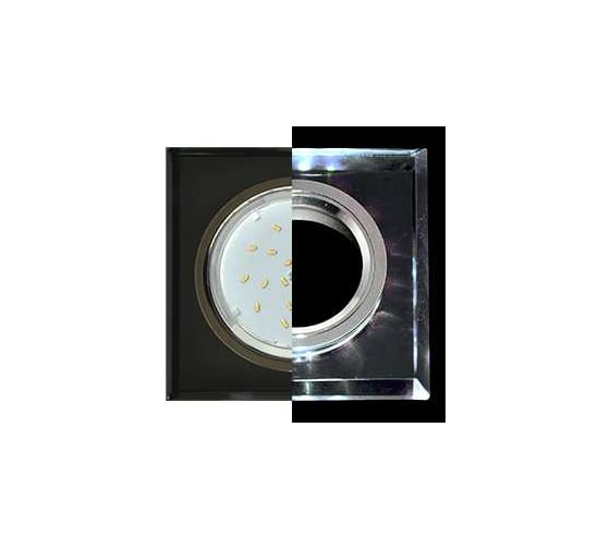 Светильник Ecola Gx53 h4 ld5311 glass стекло квадрат скошенный край с подсветкой черный хром - черный 38x120x120 (к+) SN53SNECH
