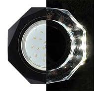 Светильник Ecola Gx53 h4 ld5312 glass стекло 8-угольник с прямыми гранями с подсветкой черный хром - черный 38x133 (к+) SP538AECH