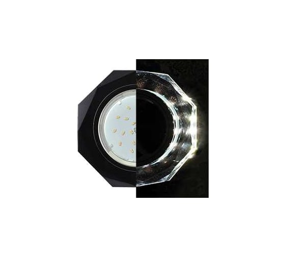 Светильник Ecola Gx53 h4 ld5312 glass стекло 8-угольник с прямыми гранями с подсветкой черный хром - черный 38x133 (к+) SP538AECH 1