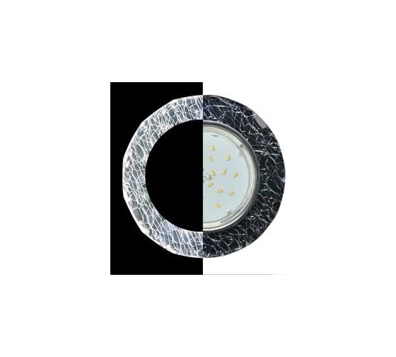Светильник Ecola Gx53 h4 ld5313 glass стекло круг с вогнутыми гранями с подсветкой хром - колотый лед на черном 38x126 (к+) SE53RCECH
