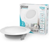 Светильник Gauss Elementary Downlight круг 10W 780lm 4000K 170-260V IP20 120*26 монтаж Ø90-110мм белый LED 997420209