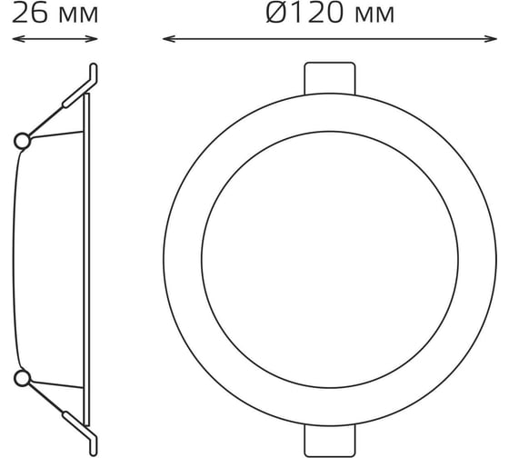 Светильник Gauss Elementary Downlight круг 10W 780lm 4000K 170-260V IP20 120*26 монтаж Ø90-110мм белый LED 997420209