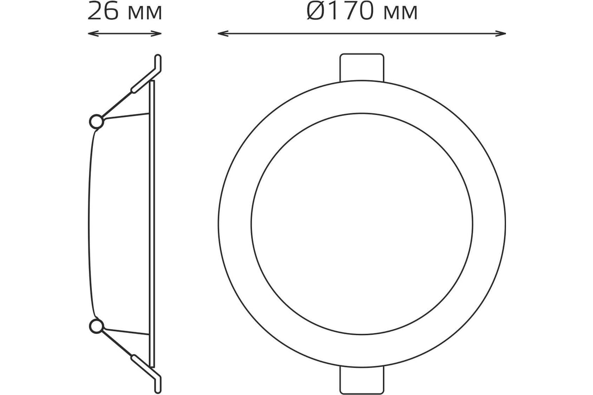 Светильник Gauss elementary downlight круг 20w 1700lm 4000k 170-260v ip20  170×26 монтаж белый led 1/ 997420218 - выгодная цена, отзывы,  характеристики, фото - купить в Москве и РФ